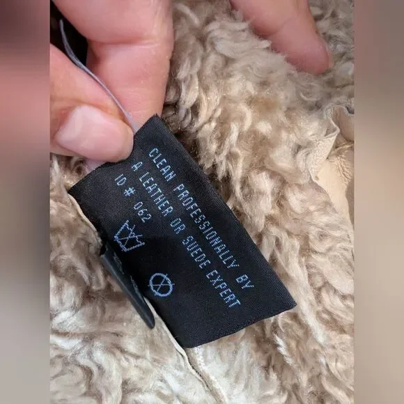 Vintage Y2K Kenneth Cole Reaction Leather Suede Sherpa Trim/Line Penny Lane Coat